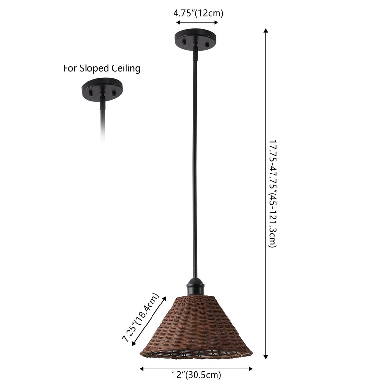 Hattie 1-Light Coastal Bohemian Metal and Woven Rattan LED Pendant Light