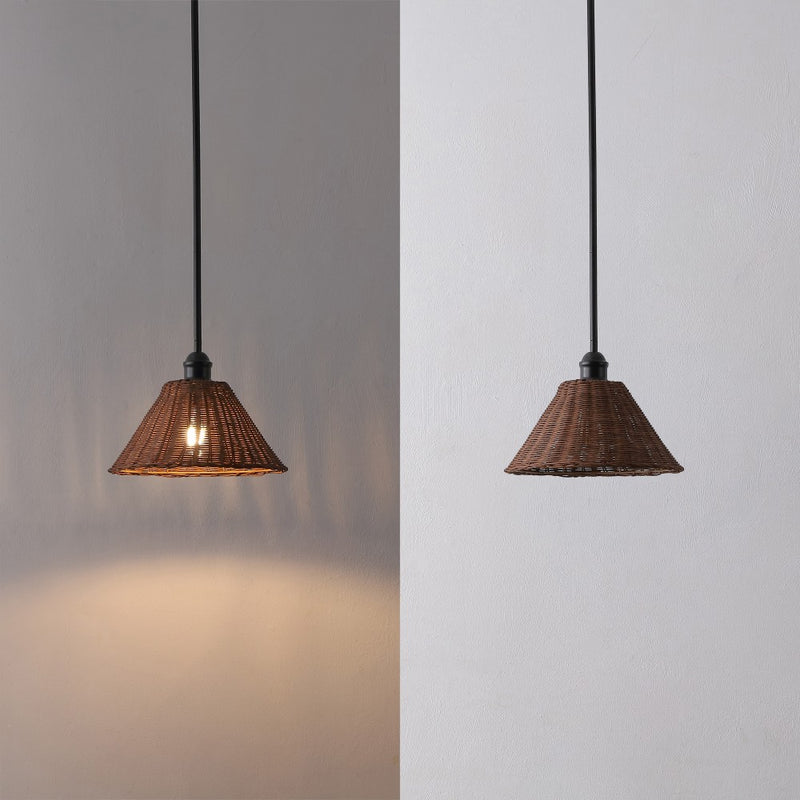 Hattie 1-Light Coastal Bohemian Metal and Woven Rattan LED Pendant Light