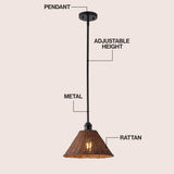 Hattie 1-Light Coastal Bohemian Metal and Woven Rattan LED Pendant Light