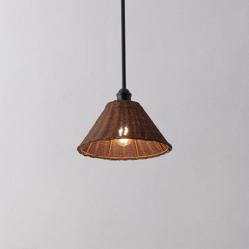 Hattie 1-Light Coastal Bohemian Metal and Woven Rattan LED Pendant Light