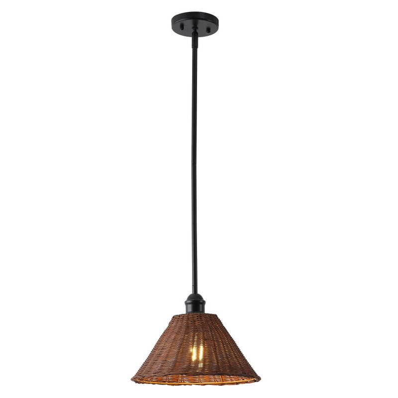 Hattie 1-Light Coastal Bohemian Metal and Woven Rattan LED Pendant Light