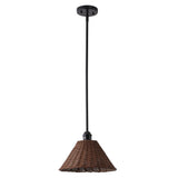Hattie 1-Light Coastal Bohemian Metal and Woven Rattan LED Pendant Light