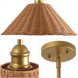 Hattie 1-Light Coastal Bohemian Metal and Woven Rattan LED Pendant Light