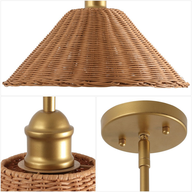 Hattie 1-Light Coastal Bohemian Metal and Woven Rattan LED Pendant Light