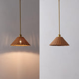 Hattie 1-Light Coastal Bohemian Metal and Woven Rattan LED Pendant Light