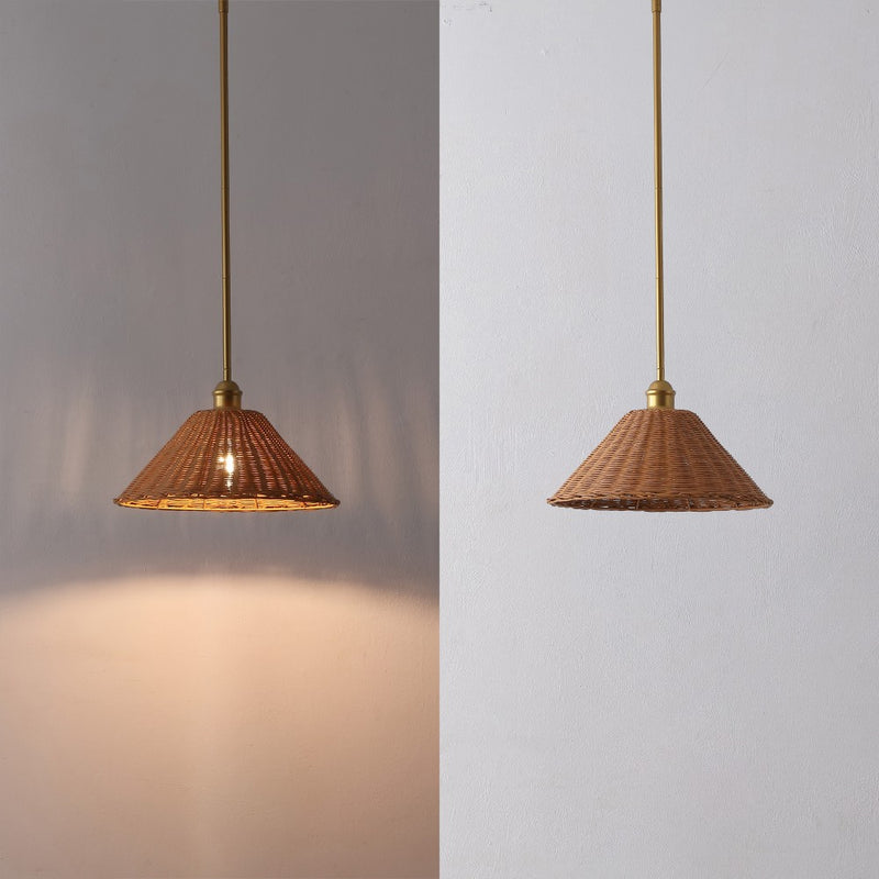 Hattie 1-Light Coastal Bohemian Metal and Woven Rattan LED Pendant Light