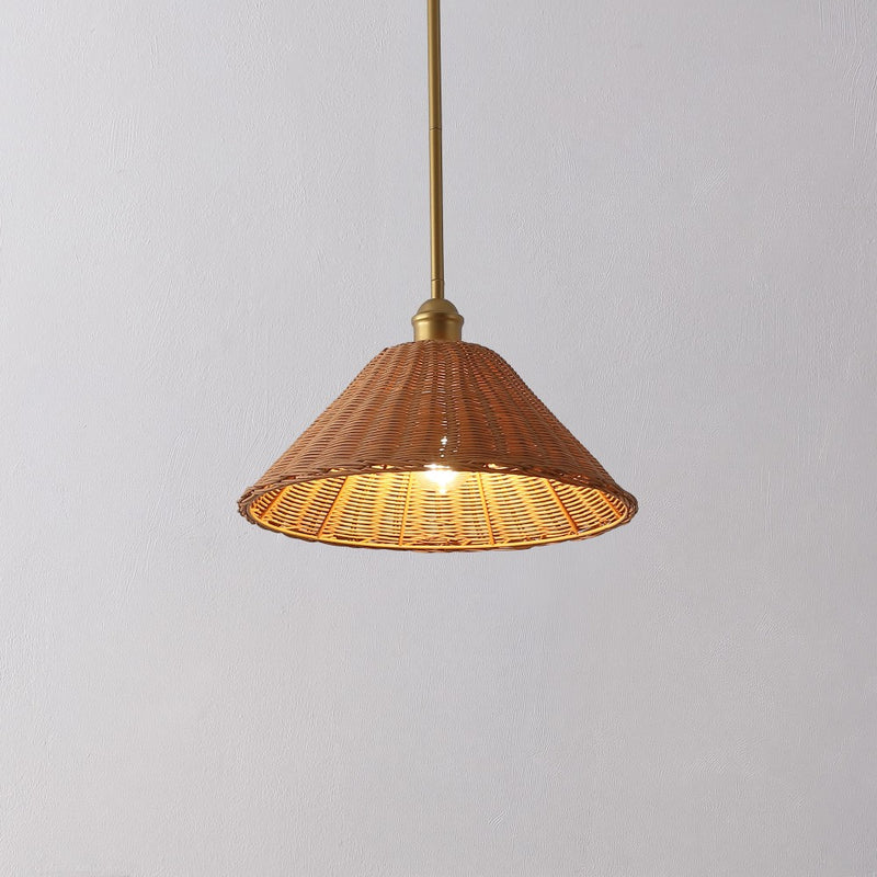 Hattie 1-Light Coastal Bohemian Metal and Woven Rattan LED Pendant Light
