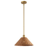 Hattie 1-Light Coastal Bohemian Metal and Woven Rattan LED Pendant Light