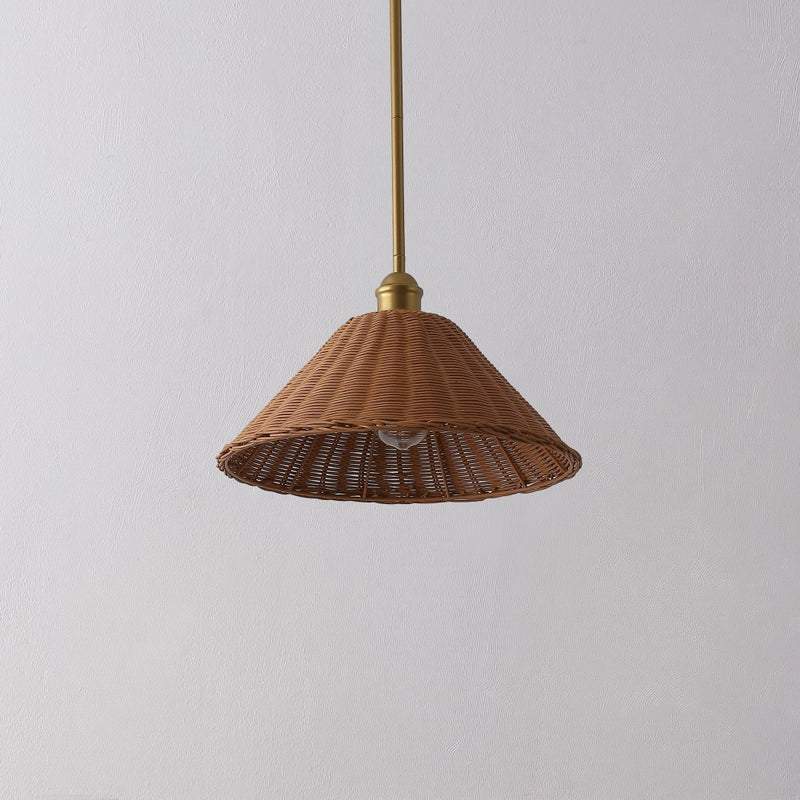 Hattie 1-Light Coastal Bohemian Metal and Woven Rattan LED Pendant Light