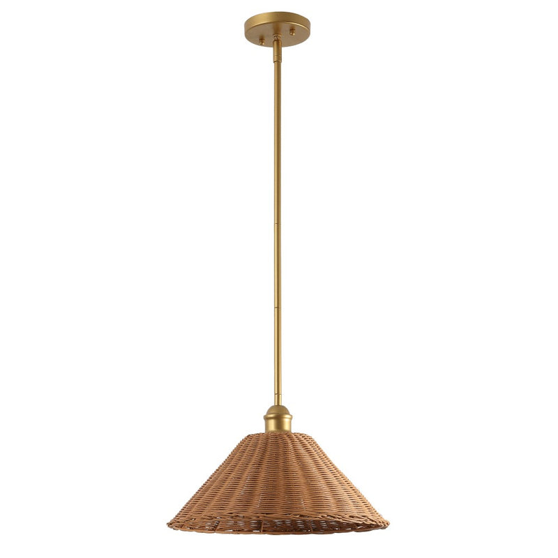 Hattie 1-Light Coastal Bohemian Metal and Woven Rattan LED Pendant Light