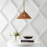 Hattie 1-Light Coastal Bohemian Metal and Woven Rattan LED Pendant Light
