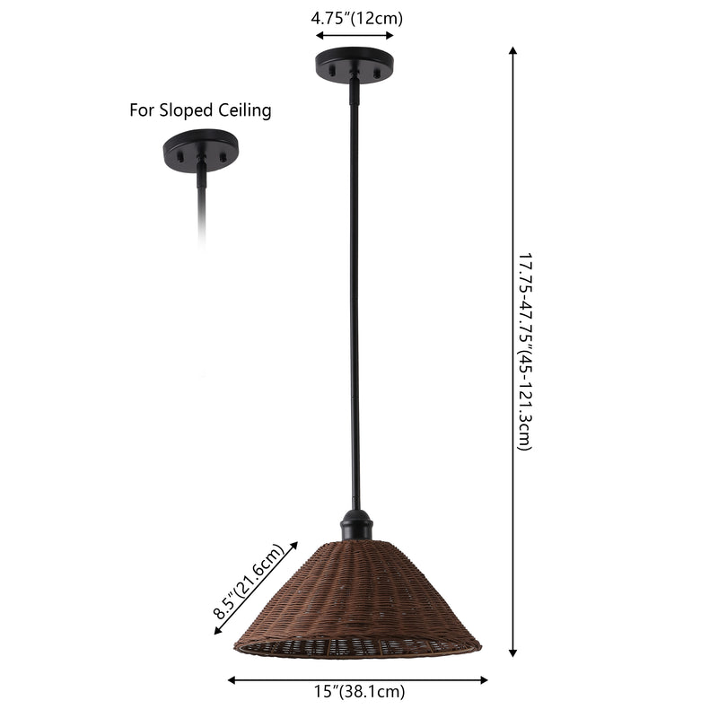 Hattie 1-Light Coastal Bohemian Metal and Woven Rattan LED Pendant Light