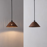 Hattie 1-Light Coastal Bohemian Metal and Woven Rattan LED Pendant Light