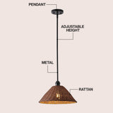 Hattie 1-Light Coastal Bohemian Metal and Woven Rattan LED Pendant Light