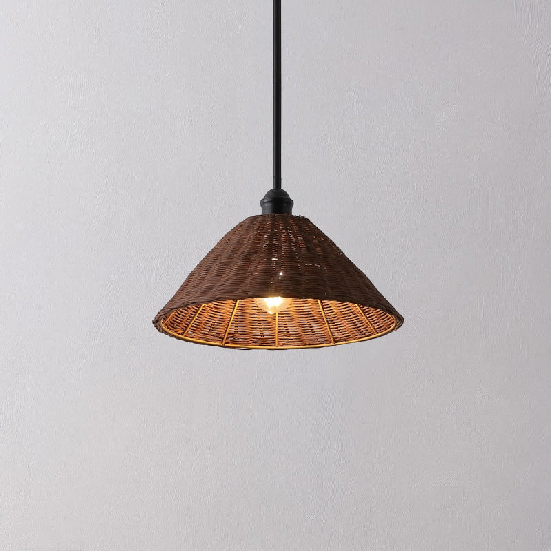 Hattie 1-Light Coastal Bohemian Metal and Woven Rattan LED Pendant Light