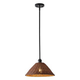 Hattie 1-Light Coastal Bohemian Metal and Woven Rattan LED Pendant Light