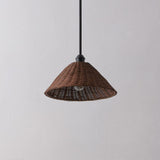 Hattie 1-Light Coastal Bohemian Metal and Woven Rattan LED Pendant Light
