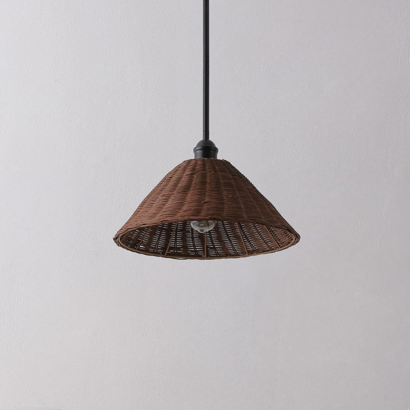Hattie 1-Light Coastal Bohemian Metal and Woven Rattan LED Pendant Light