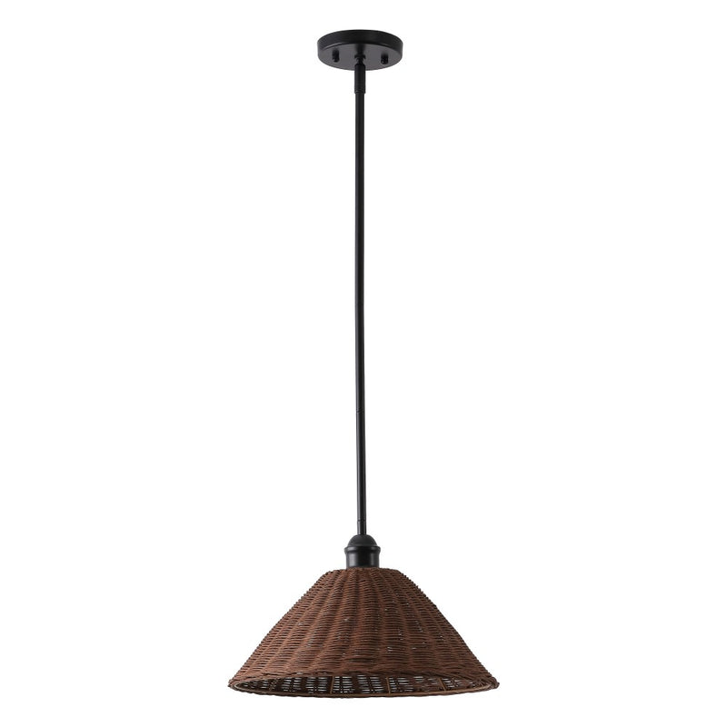 Hattie 1-Light Coastal Bohemian Metal and Woven Rattan LED Pendant Light