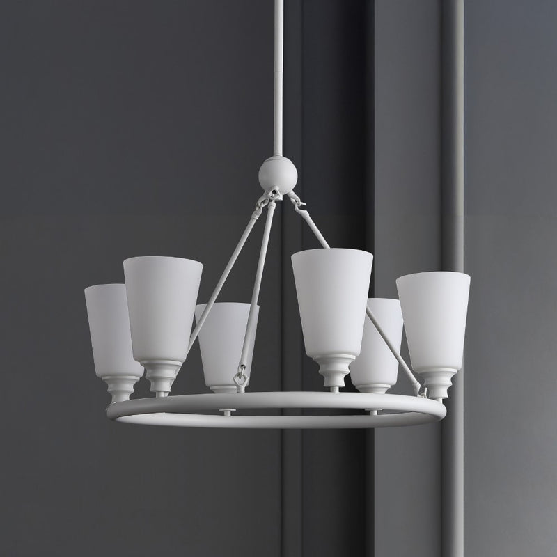 Denis 27.5" 6-Light Modern Minimalist Iron/Glass LED Chandelier
