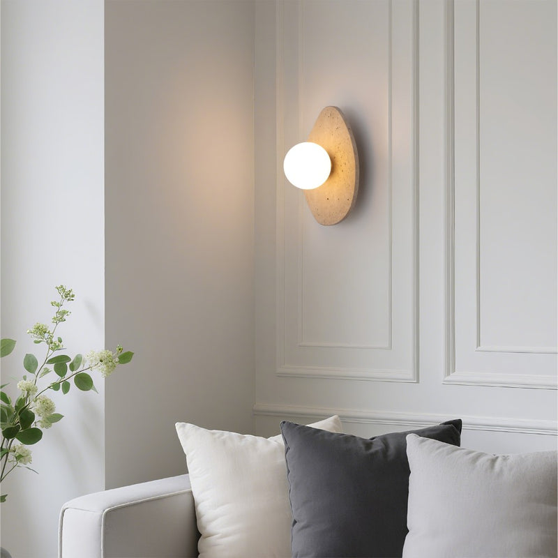 Tivoli 12" Modern Minimalist 1-Light Ovoid Travertine LED Wall Sconce