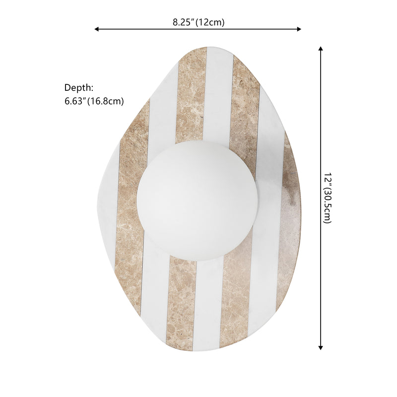 Tivoli 12" Modern Minimalist 1-Light Ovoid Travertine LED Wall Sconce