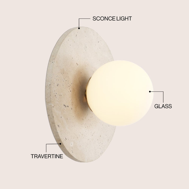 Tivoli 12" Modern Minimalist 1-Light Ovoid Travertine LED Wall Sconce