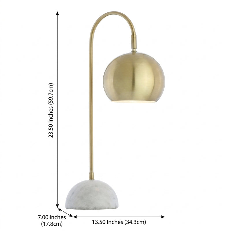 Stephen 23.5" Metal/Marble LED Table Lamp Brass Gold/White – DIM