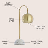Stephen 23.5" Metal/Marble LED Table Lamp - JONATHAN Y