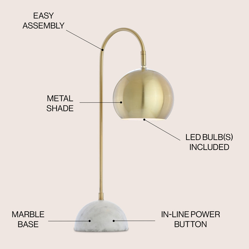 Stephen 23.5" Metal/Marble LED Table Lamp - JONATHAN Y