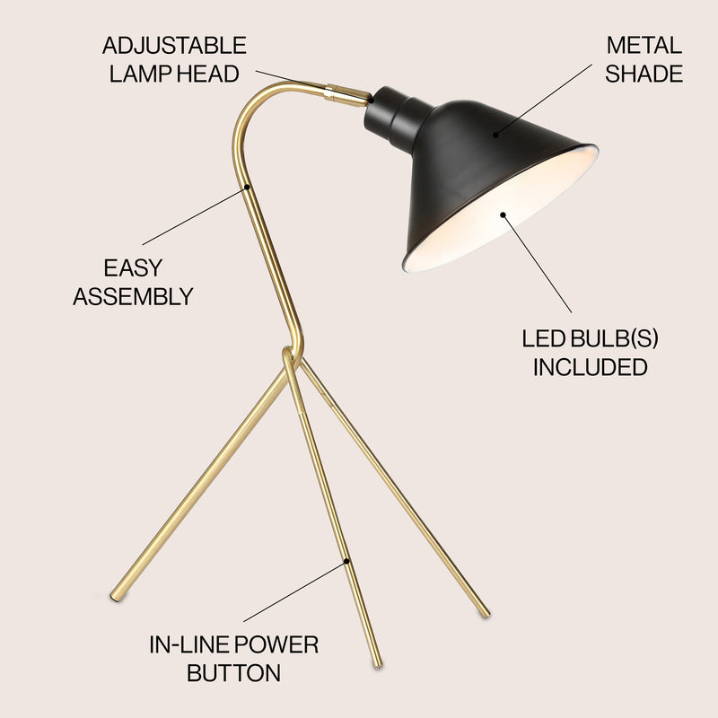 Mae  20.25" Brass LED Task Lamp - JONATHAN Y