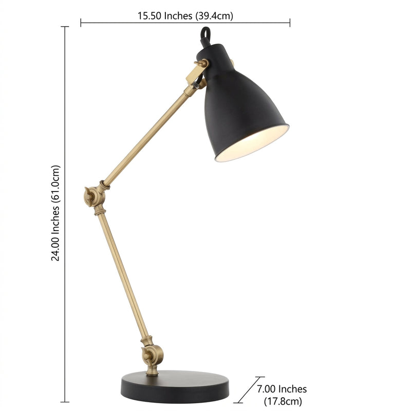 Barnes 24" LED Metal Task Lamp Black/Brass Gold – DIM