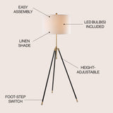 Lucius 67" Adjustable Metal LED Floor Lamp - JONATHAN Y