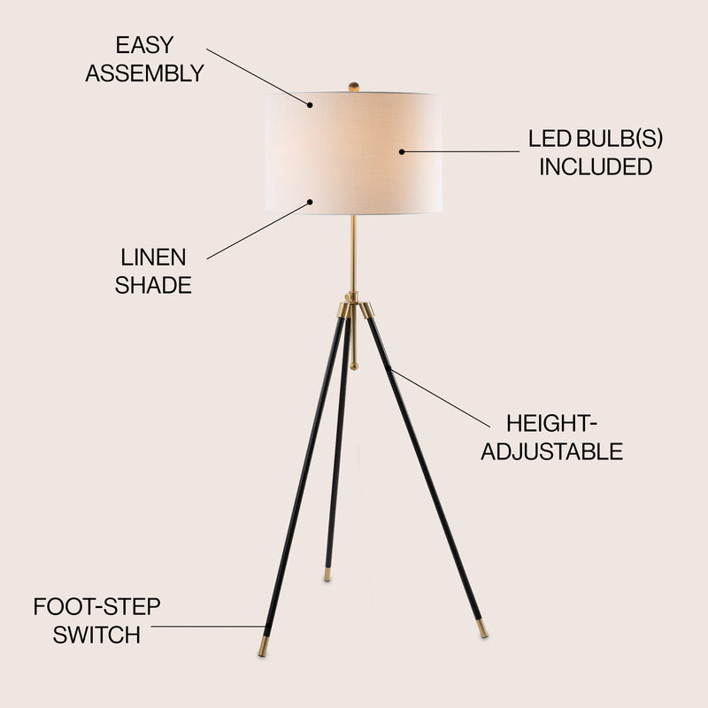 Lucius 67" Adjustable Metal LED Floor Lamp - JONATHAN Y