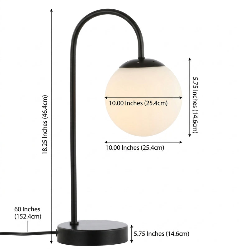 Arco 18.25" Iron/Glass Minimalist Mid Century Globe LED Table Lamp Black – DIM