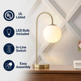 Arco 18.25" Iron/Glass Minimalist Mid Century Globe LED Table Lamp