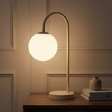 Arco 18.25" Iron/Glass Minimalist Mid Century Globe LED Table Lamp Beige – AI-ON