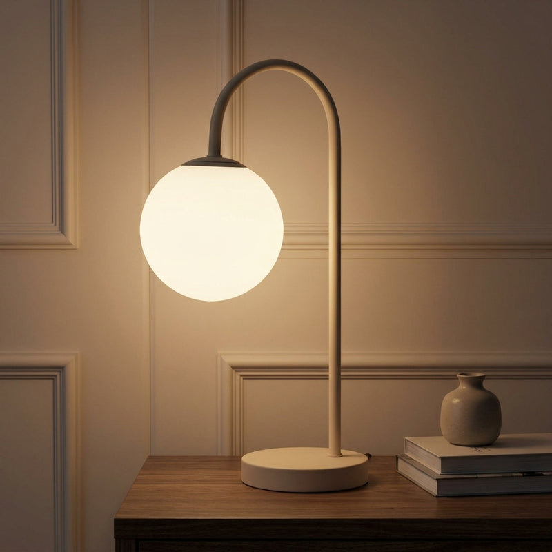 Arco 18.25" Iron/Glass Minimalist Mid Century Globe LED Table Lamp Beige – AI-ON