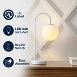 Arco 18.25" Iron/Glass Minimalist Mid Century Globe LED Table Lamp