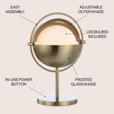 Casi 17.5" Iron/Glass Art Deco Mid Century Globe LED Table Lamp - JONATHAN Y