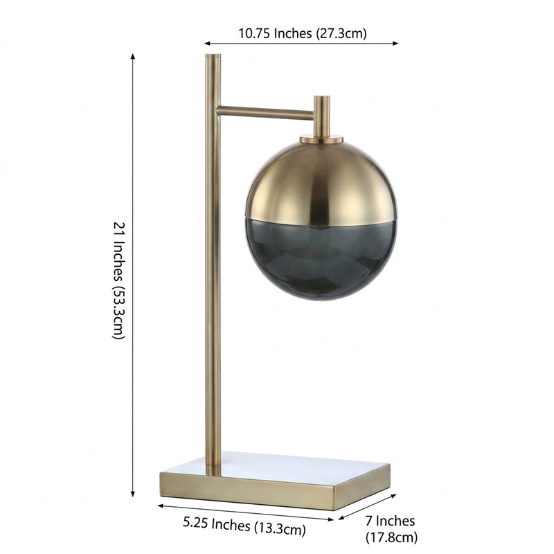 Marcel 21" Iron/Glass Art Deco Mid Century Globe LED Table Lamp Brass Gold – DIM