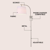 Gosling 22.5" Mid-Century Modern Plug-In or Hardwired Iron LED Gooseneck Swing Arm Wall Sconce with Pull-Chain and USB Charging Port