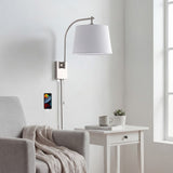 Gosling 22.5" Mid-Century Modern Plug-In or Hardwired Iron LED Gooseneck Swing Arm Wall Sconce with Pull-Chain and USB Charging Port
