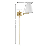 David 18.5" Modern French Country Swing Arm Plug-In or Hardwired Iron LED Star Wall Sconce with Pull-Chain and USB Charging Port - JONATHAN Y