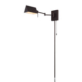 Arlo Farmhouse Industrial Single Swing Arm Plug-In or Hardwired Iron LED Wall Sconce with Pull-Chain - JONATHAN Y