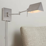 Arlo Farmhouse Industrial Single Swing Arm Plug-In or Hardwired Iron LED Wall Sconce with Pull-Chain