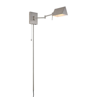 Arlo Farmhouse Industrial Single Swing Arm Plug-In or Hardwired Iron LED Wall Sconce with Pull-Chain - JONATHAN Y