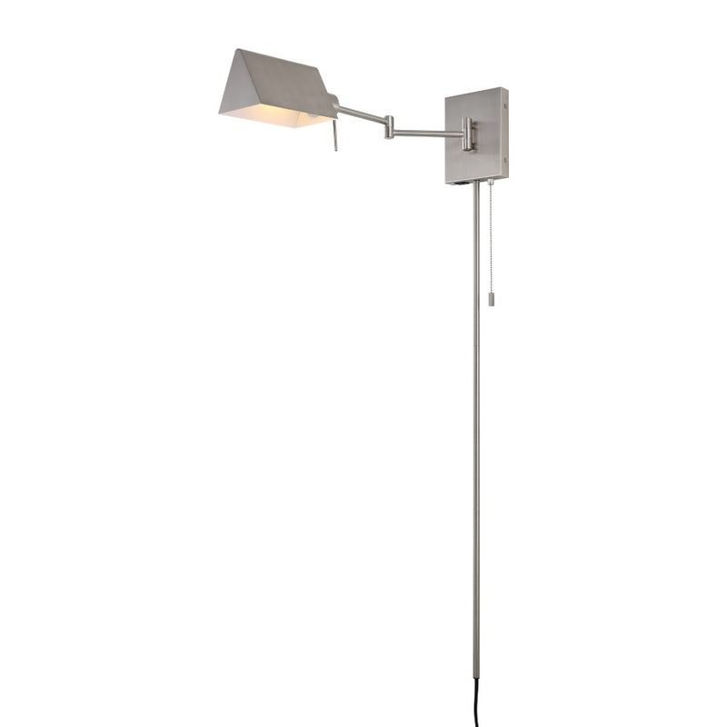 Arlo Farmhouse Industrial Single Swing Arm Plug-In or Hardwired Iron LED Wall Sconce with Pull-Chain - JONATHAN Y