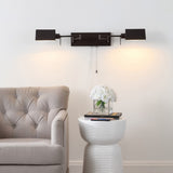Arlo Farmhouse Industrial Single Swing Arm Plug-In or Hardwired Iron LED Wall Sconce with Pull-Chain