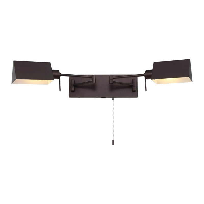 Arlo Farmhouse Industrial Single Swing Arm Plug-In or Hardwired Iron LED Wall Sconce with Pull-Chain